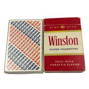 Vintage Bridge Size Playing Cards Lot Winston + American Airlines 2 Decks